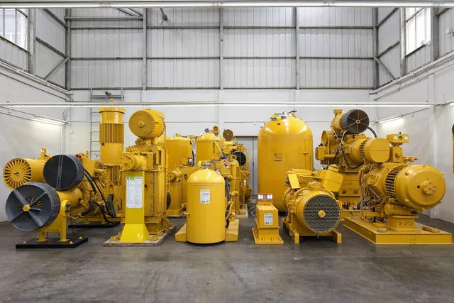 Row of new silent diesel generators for sale in a Bali showroom